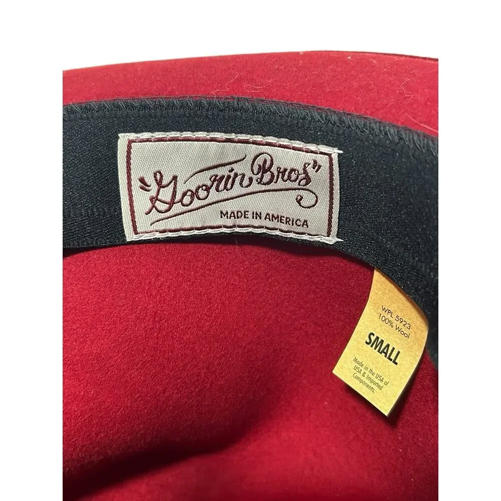 Goorin Bros. 100% Wool Red Classic Fedora Grosgrain Band Size Small